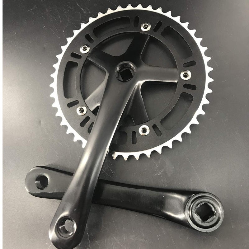 DONSP1986 Crankset Set Single Speed 46T 170mm Crankarms 130 BCD for Mountain Road Bike Fixed Gear Bicycle (Square Taper, Black) (46T, Sprocket) - Image 1